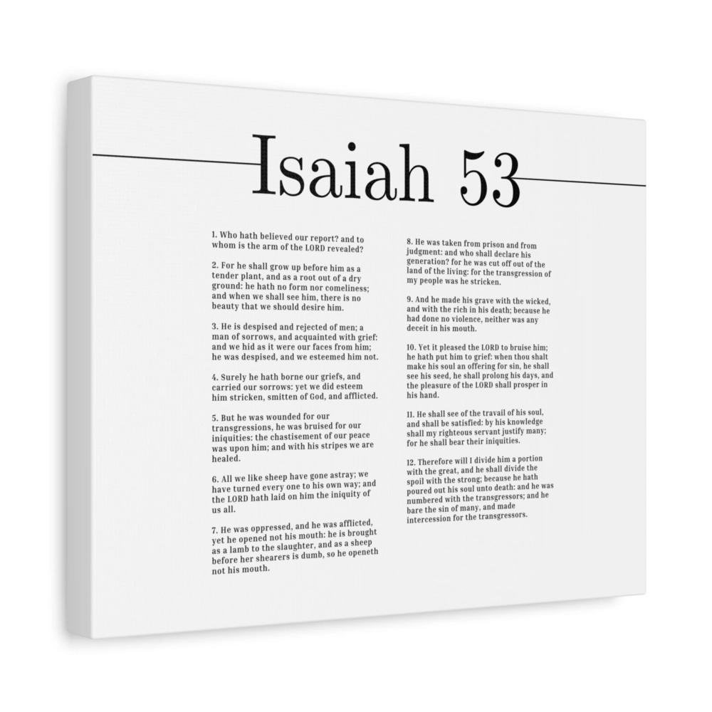 Scripture Canvas Prophecy Of Jesus White Isaiah 53 Christian Wall Art Bible